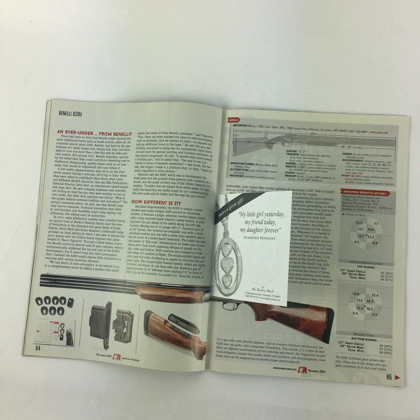 November 2015 American Rifleman Benelli's 828U Polymer Bullets? Cold War Garands