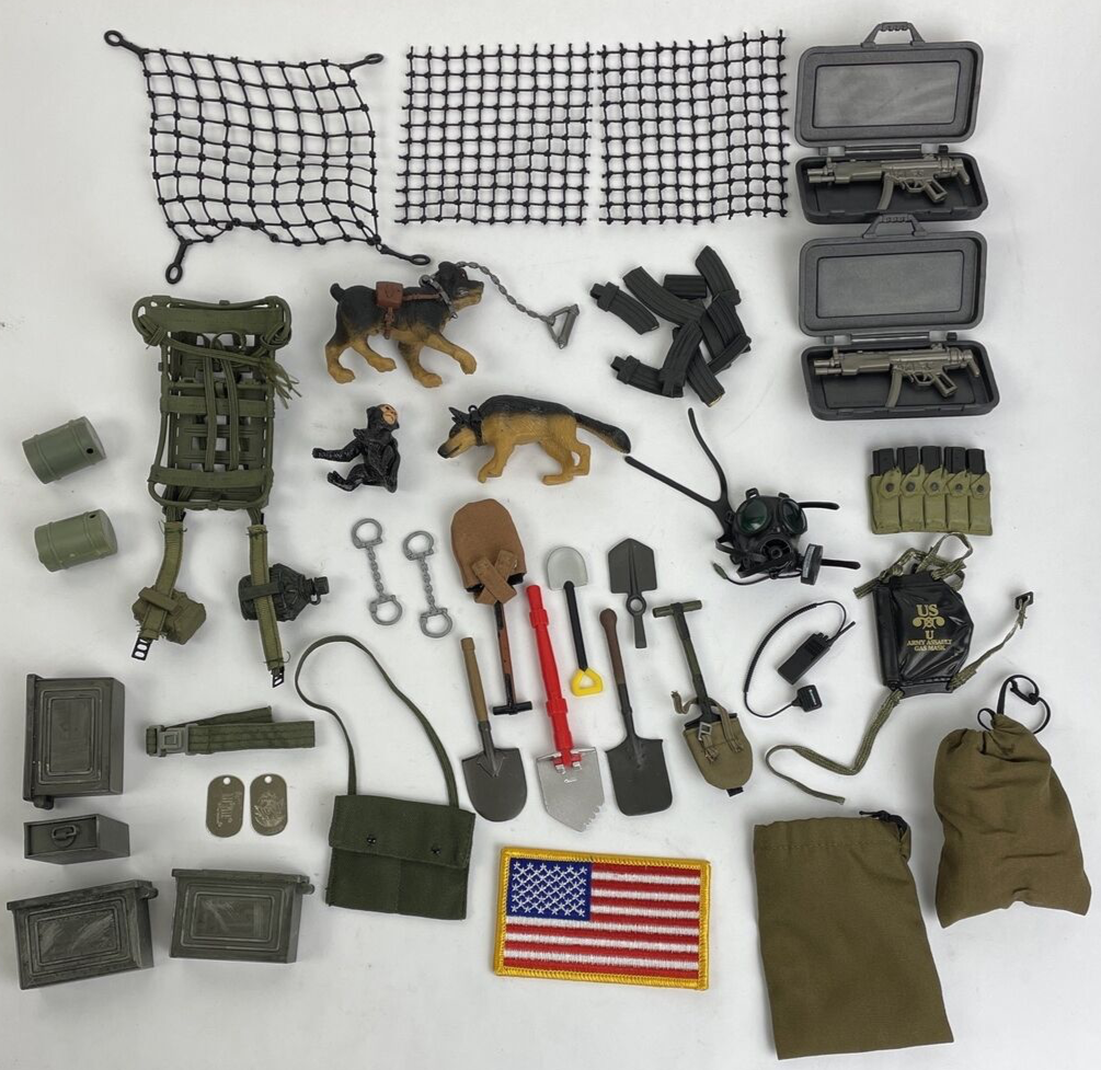 Lot Of GI JOE RIFLE Dog Shovel Gas Mask++ - FOR 12" ACTION FIGURE 1/6 SCALE 1:6