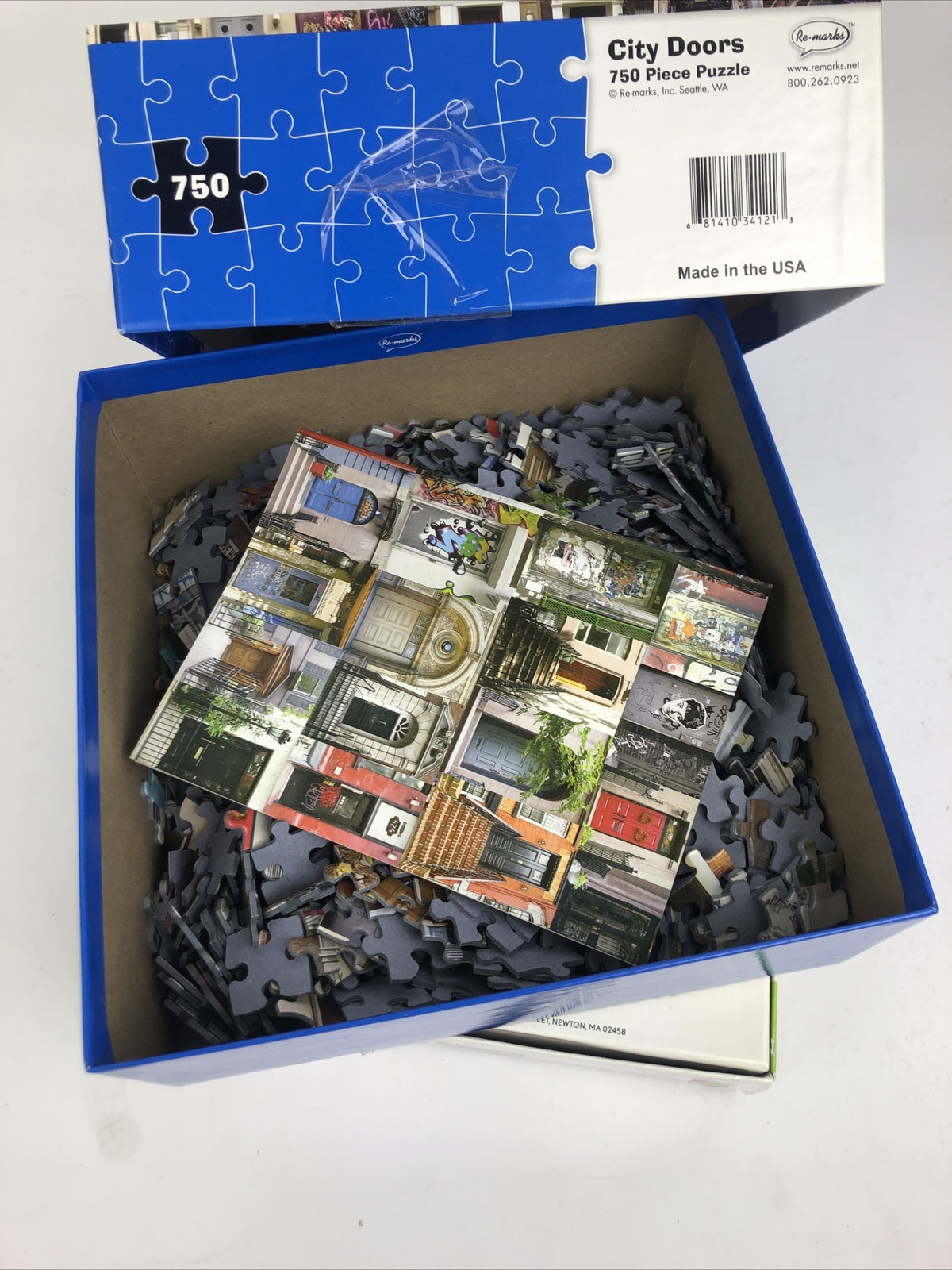 Lot of 2 x 750 Piece Puzzle Lot - Ceaco All Aboard Train, Re-Marks City Doors,