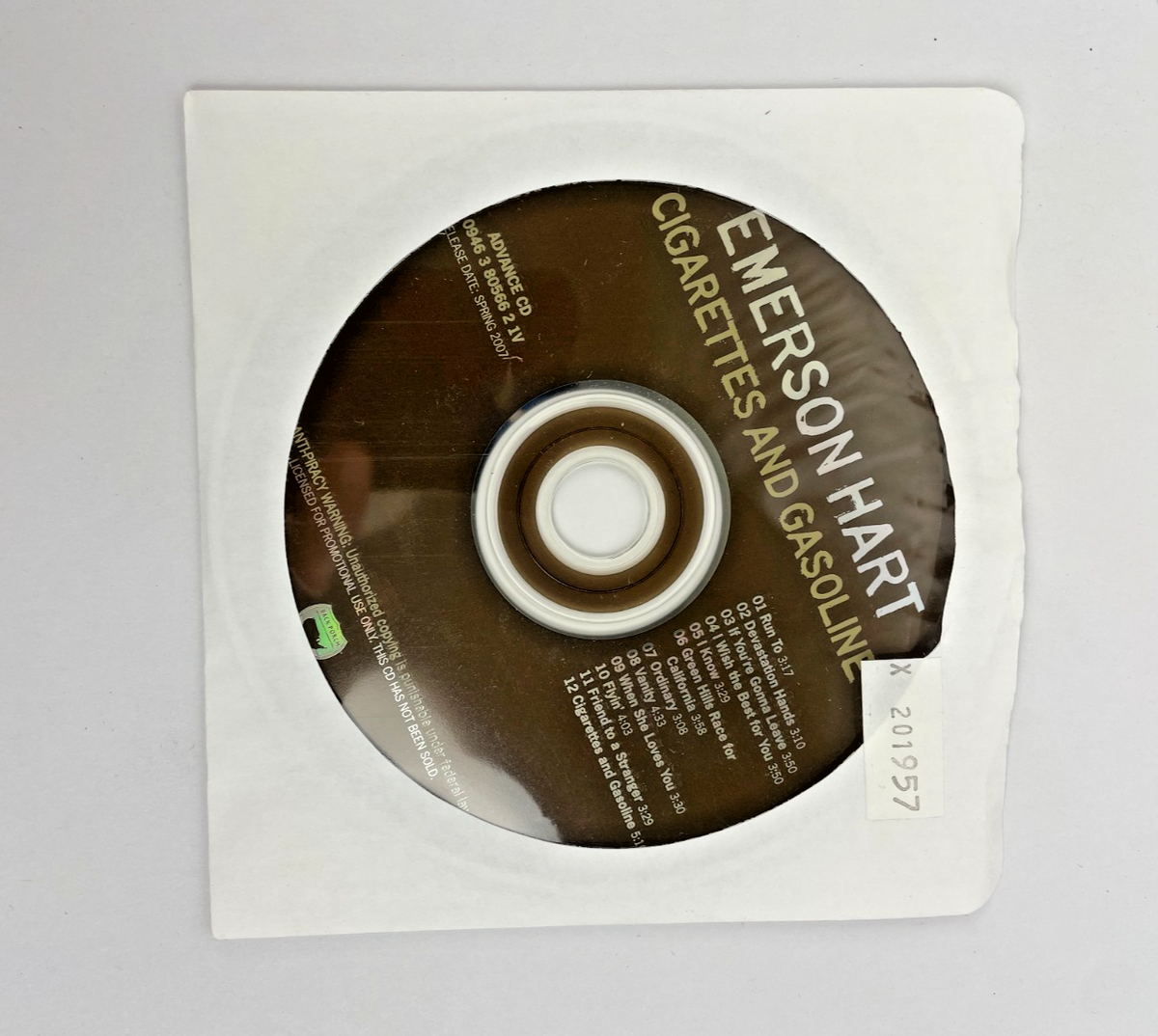 Emerson Hart "Cigarettes And Gasoline Digital Audio CD Backporch Records 2007