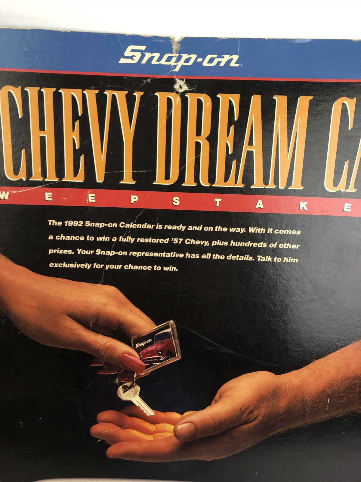 Original VTG Snap-on Tools '57 Chevy Dream Car Sweepstakes Advertisement Poster