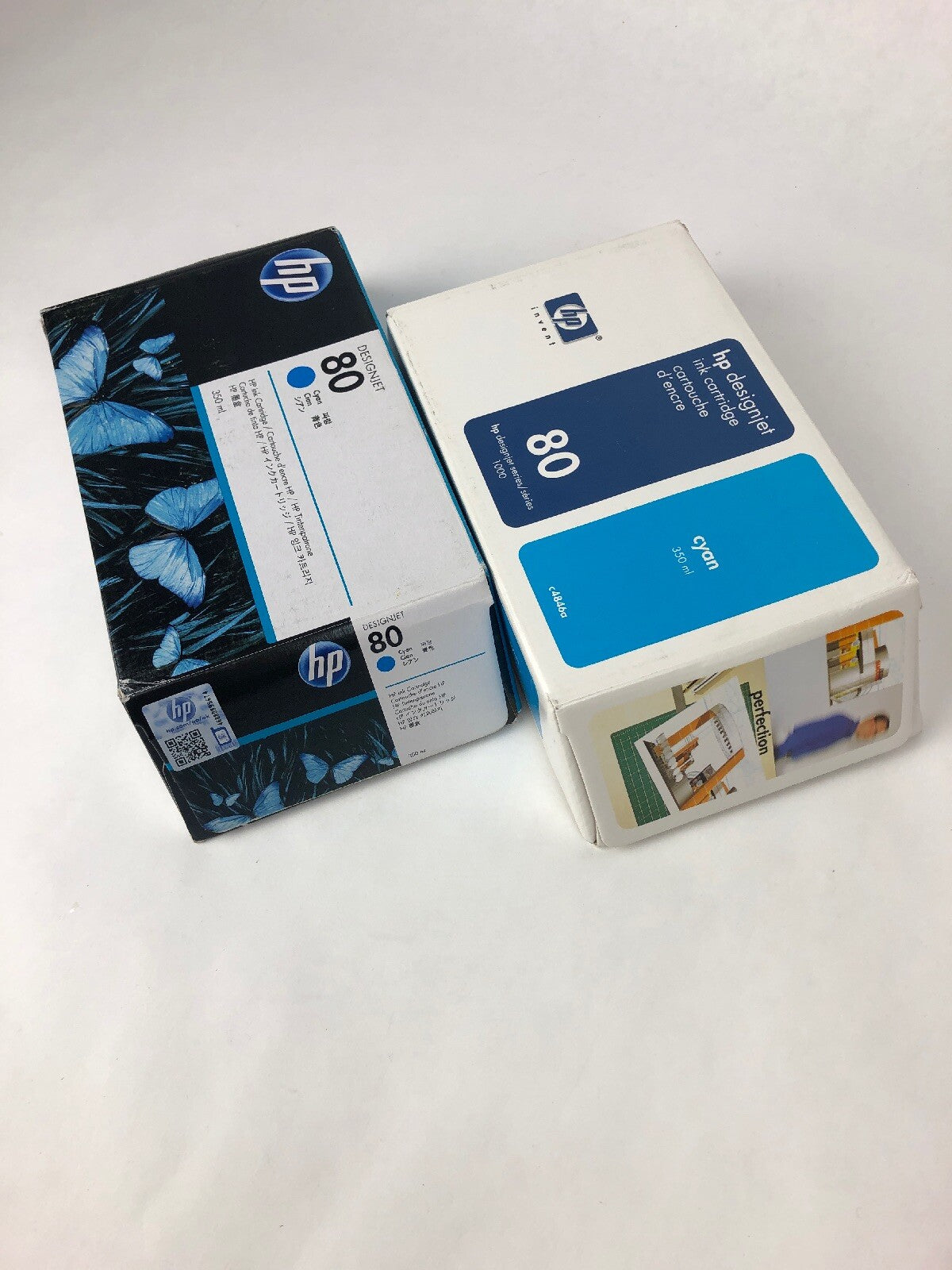2 X C4846A 80 Genuine New HP Cyan Ink DesignJet 1000 1050 1055 Wide Format -