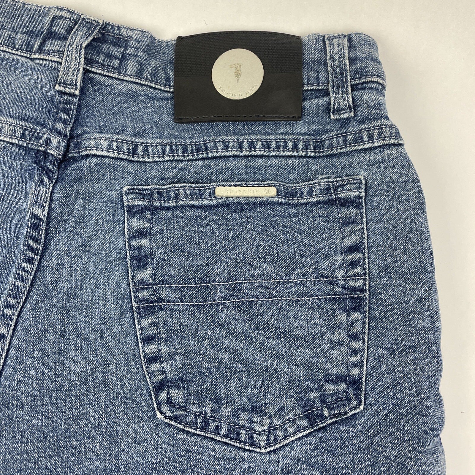 Trussardi Denim Blue Jeans Fitted Hip Size 32 UK Trousers - LOOK