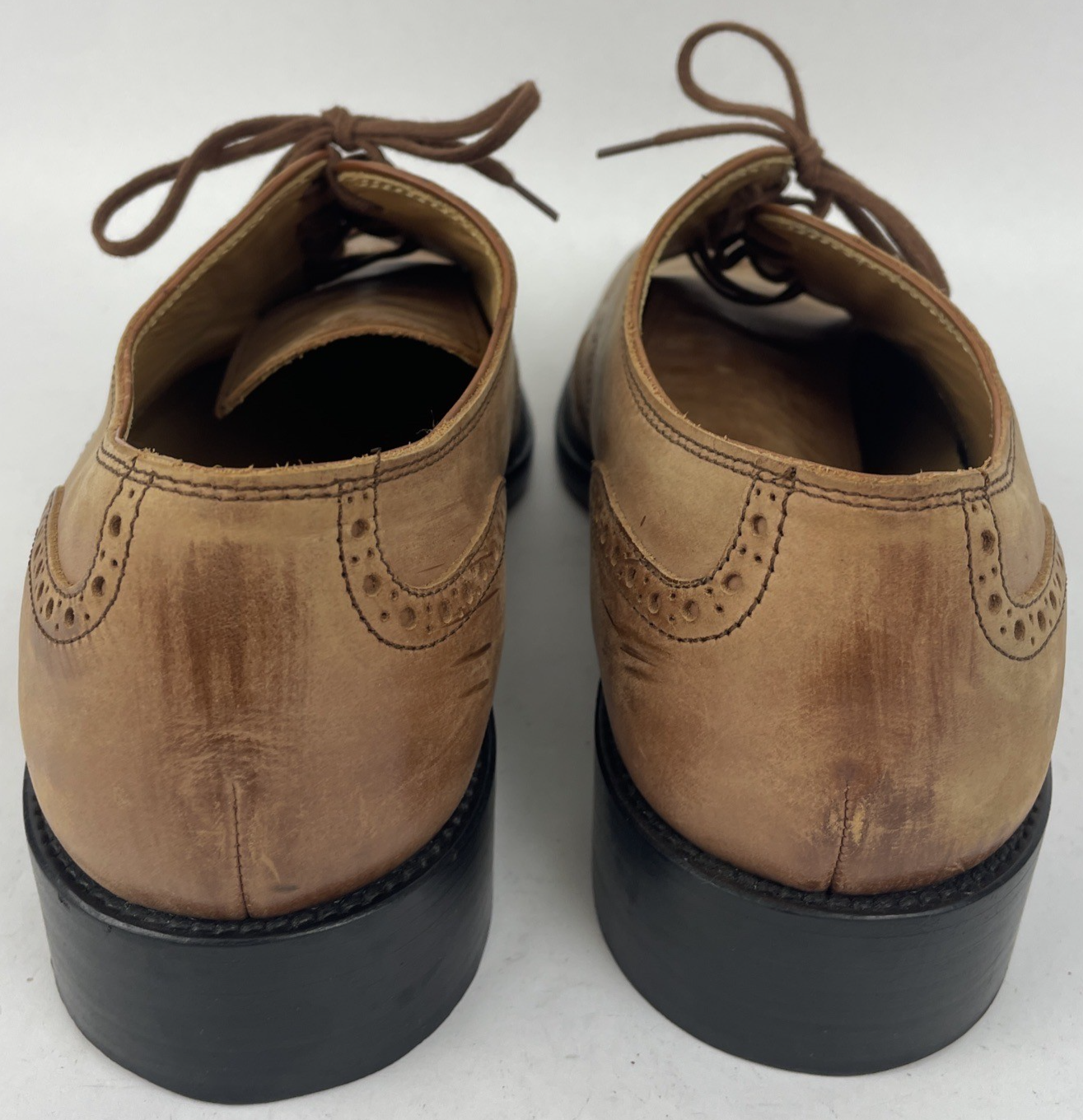 Tods Wingtip Dress Shoes Light Brown Size 10.5 Leather Soles Made in Italy VGC