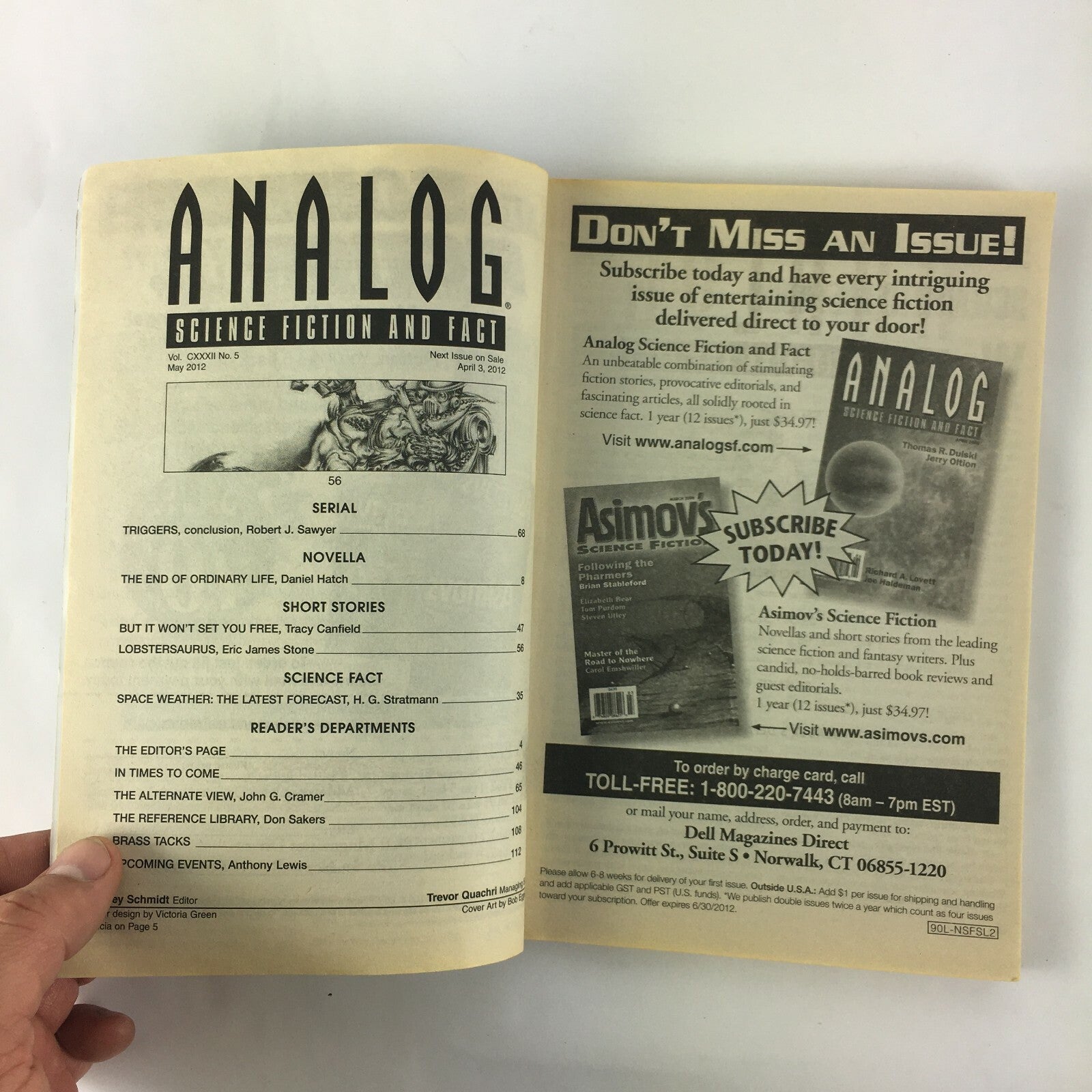 May 2012 Analog ScienceFiction Fact Magazine TheEnd of Ordinary Life DanielHatch