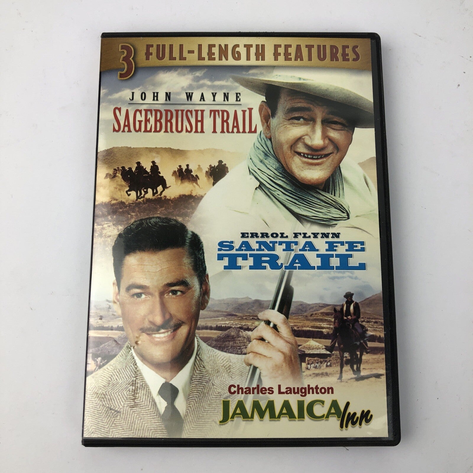 3 x Features DVD * Sagebrush Trail * Santa Fe Trail * Jamaica Inn John Wayne VGC