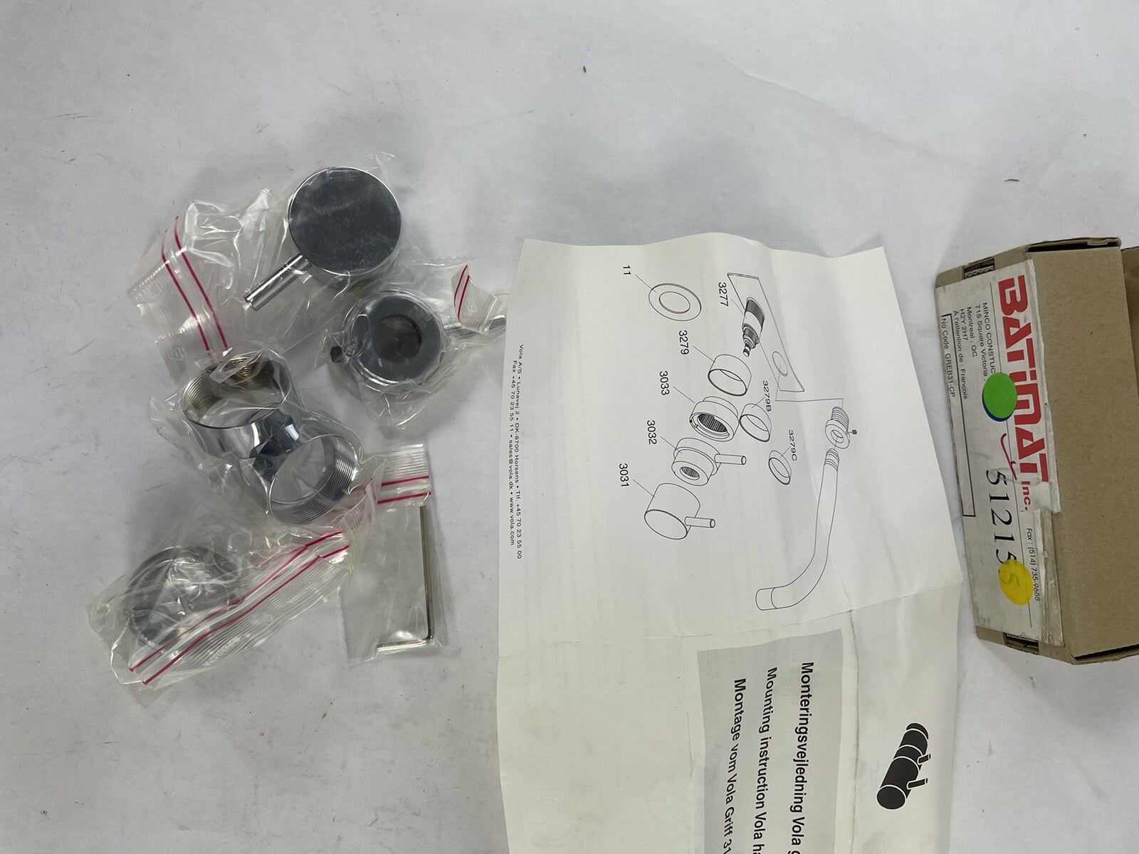 Vola NR31 polished chrome thermostat handle temperature controller for 3000 Series valve system