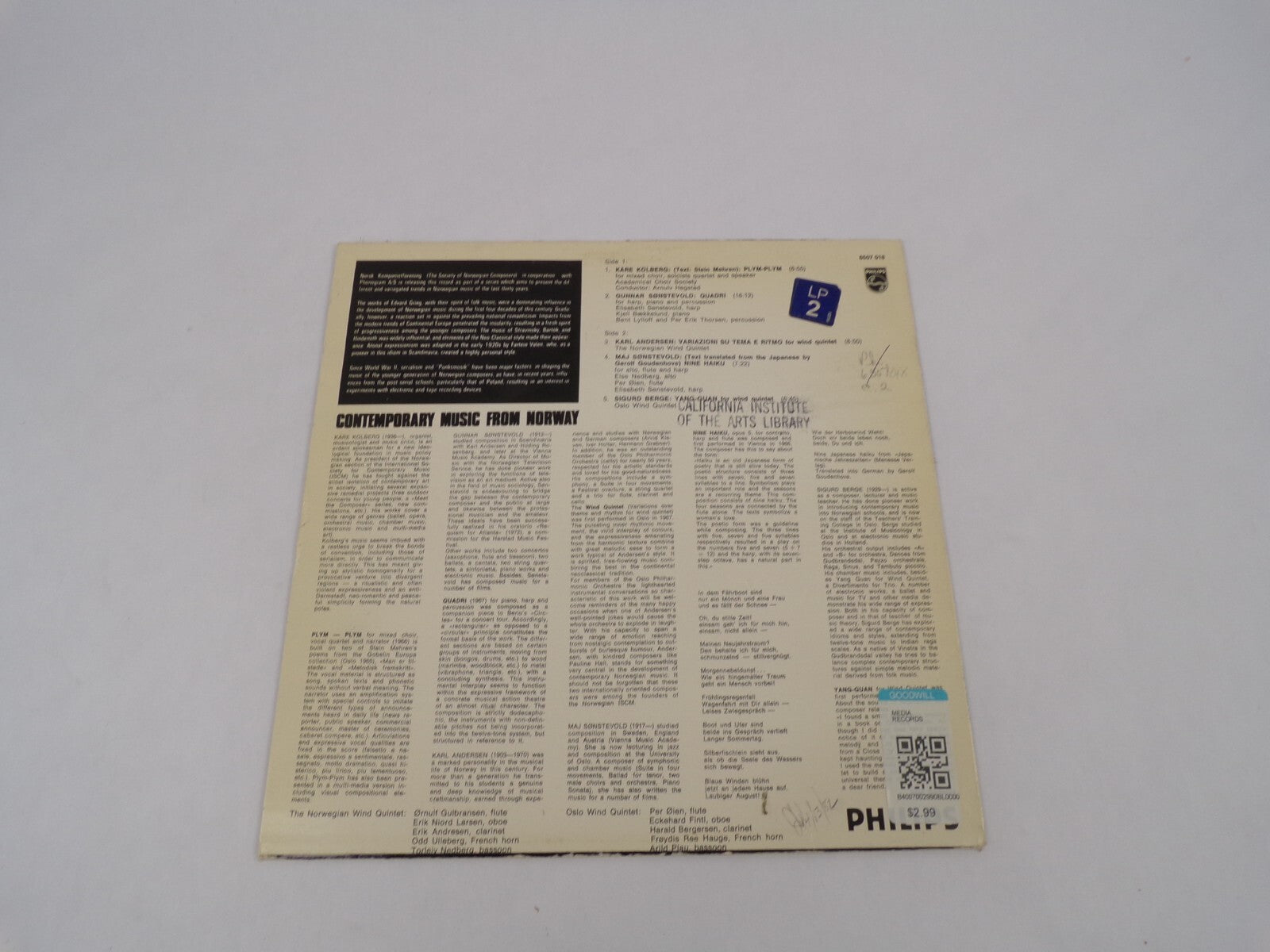 Contemporary Music From Norway Kare Kolberg Gunnar Sonstevold Vinyl Record