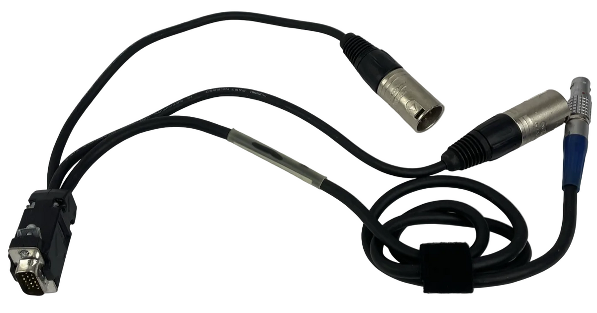 DB15 Male Cable to 2 x Neutrik XLR 4 Pin Male + to Lemo FGG.1B 10 Pin Male Cable