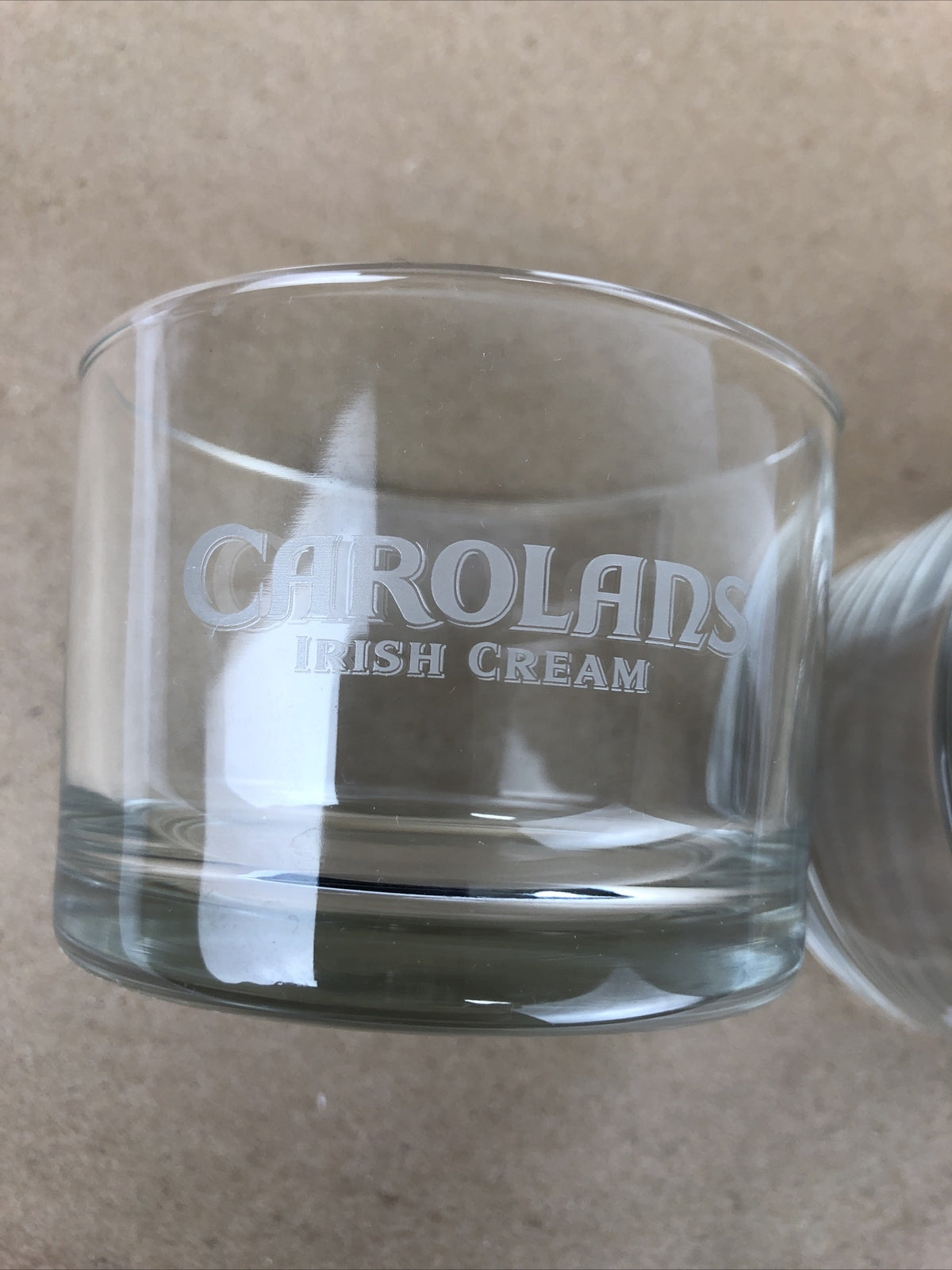 CAROLANS Irish Cream Whiskey Low Ball Glass Set Of Two (2) Etched -Free Shipping