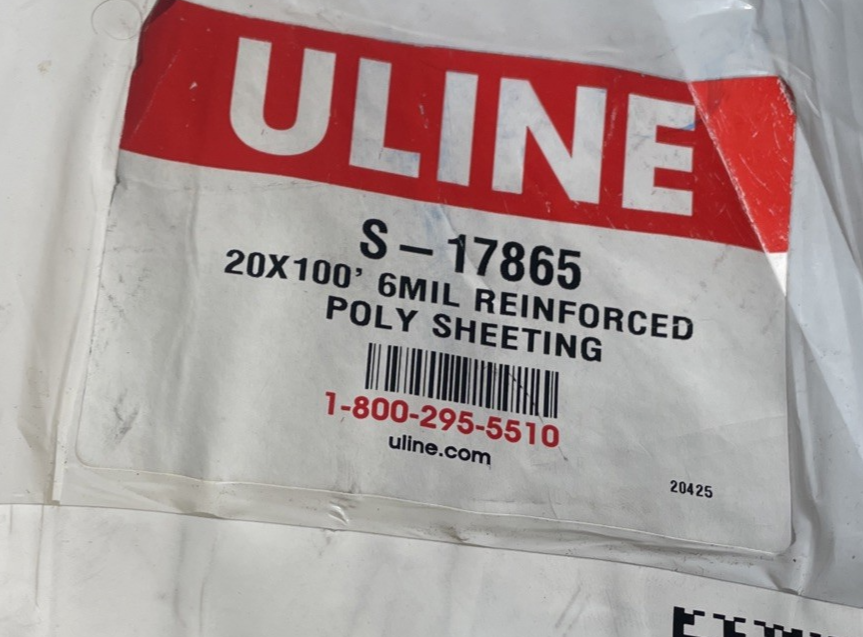 ULINE 6mil 20'x100' String Reinforced Woven Poly Sheeting Roll Clear S-17865