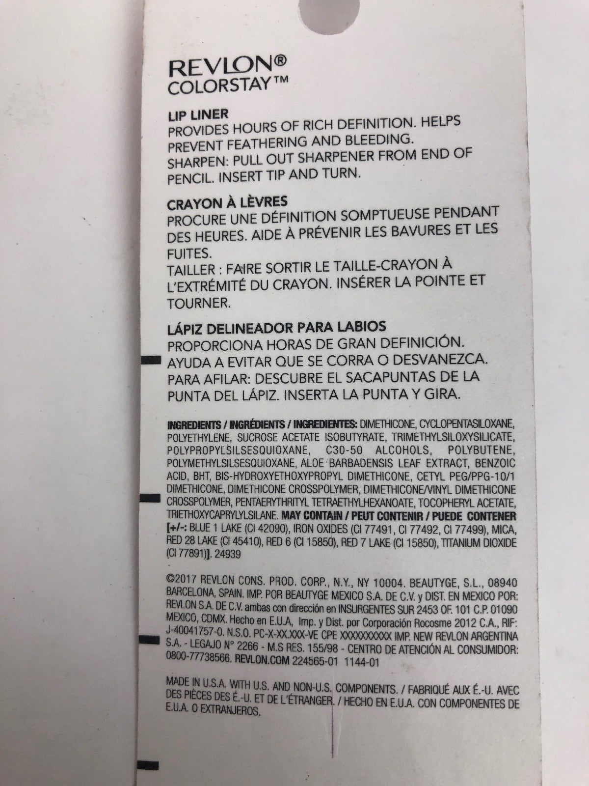 Revlon Colorstay Lip Liner w/ Pull-Out Sharpener - #101 SPICY -FSTSHP