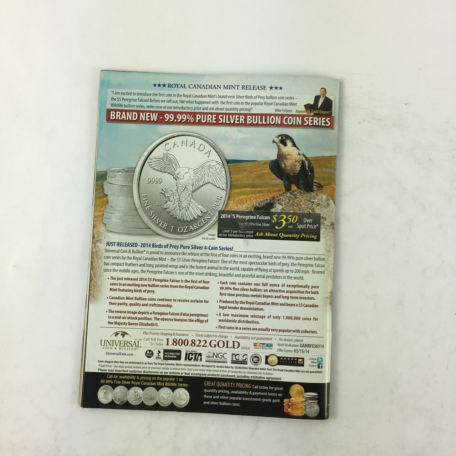 March 2014 American Rifleman Magazine Special Gold&Silver Offers Inside NRA 1871