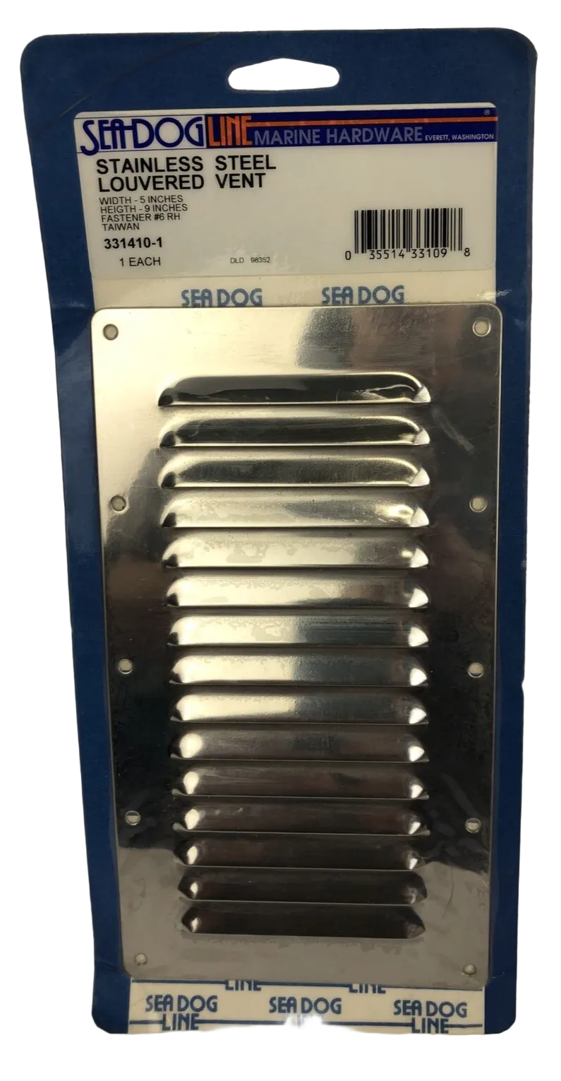 NOS Sea-Dog Stainless Steel Louvered Vent - 5" x 9" 331410-1 UPC 035514331098