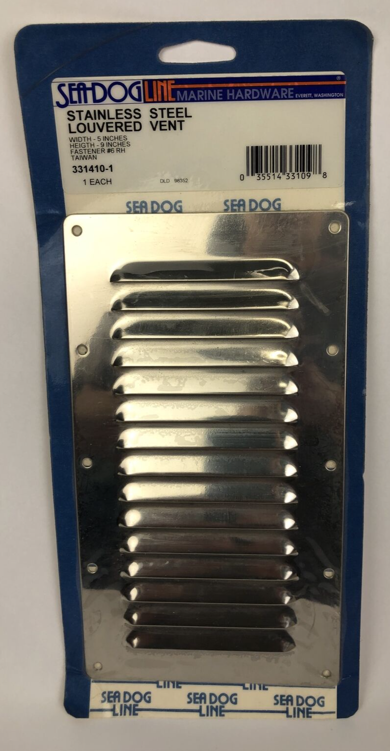 NOS Sea-Dog Stainless Steel Louvered Vent - 5" x 9" 331410-1 UPC 035514331098