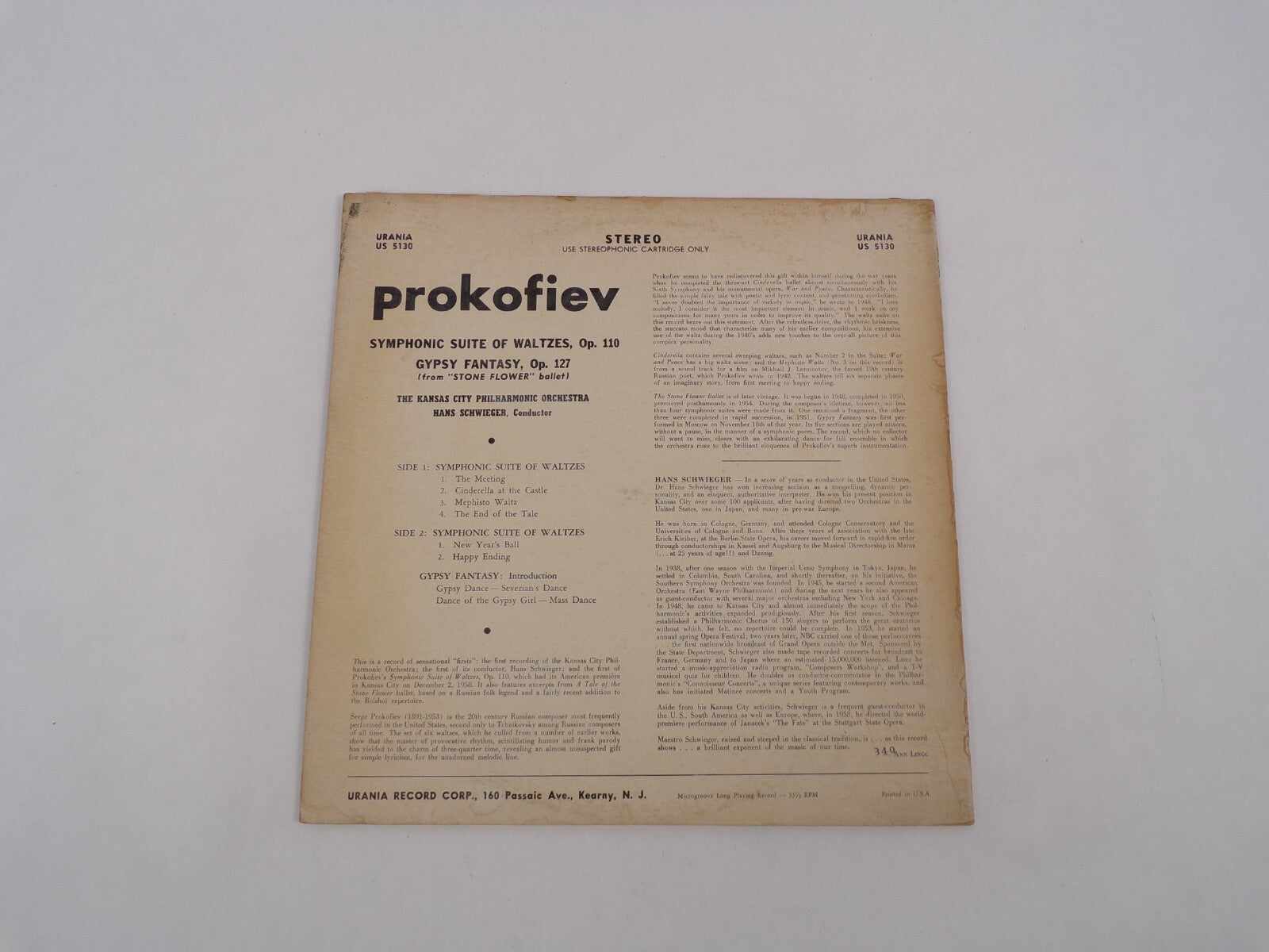 Prokofiev / Symphonic Suite Of Wattges GYPSY Fantasy The Kansas City Philharmoni