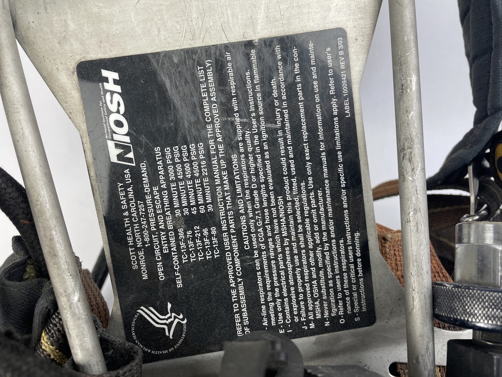 SCOTT SAFETY 4.5 4500 SCBA Air Pack Harness EZ-Flow Air Pak Plus w Sensor LOOK
