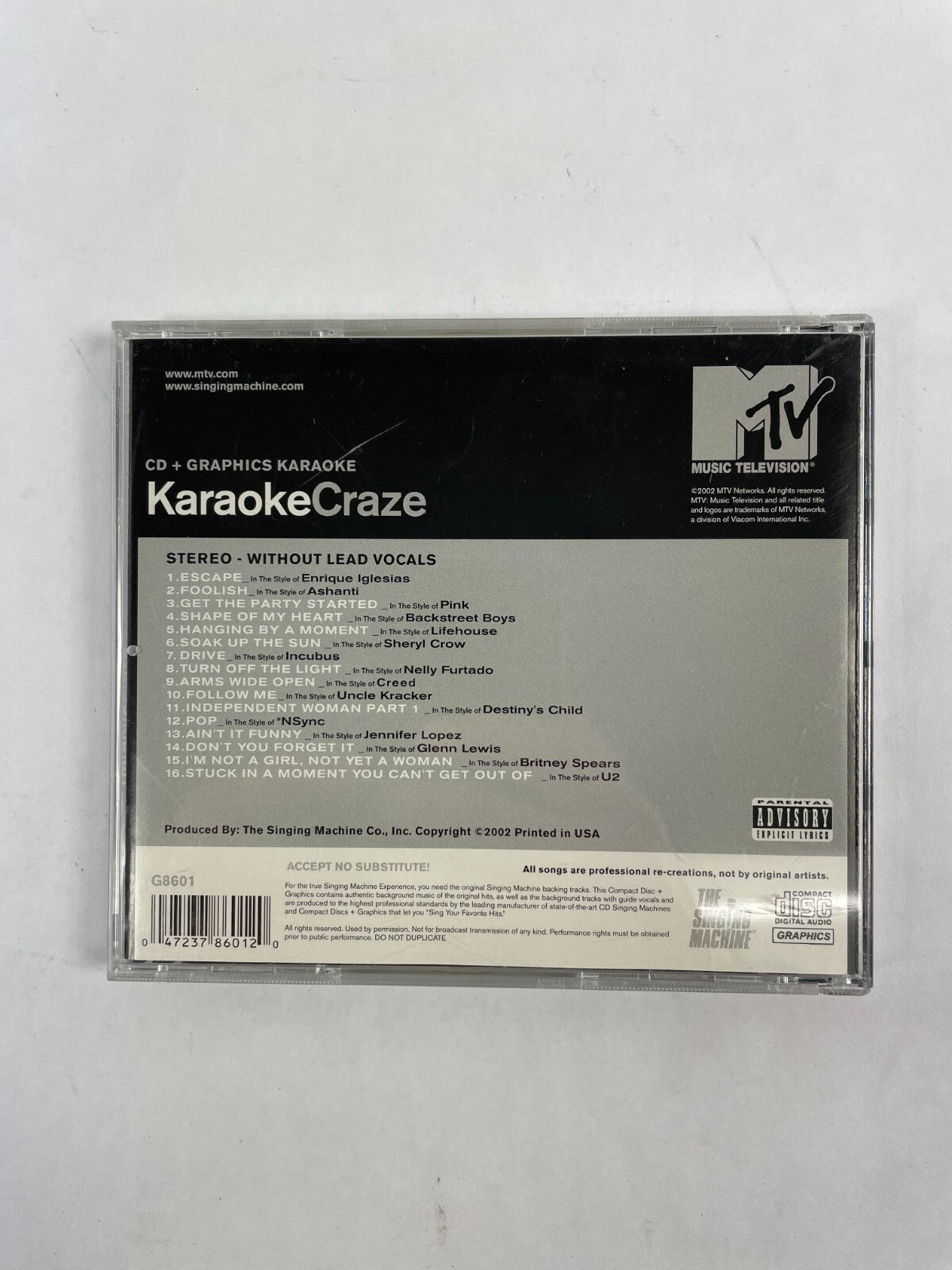 Karaoke Craze Escape Foolish Get The Party Started Shape Of My Heart HanginCD#72