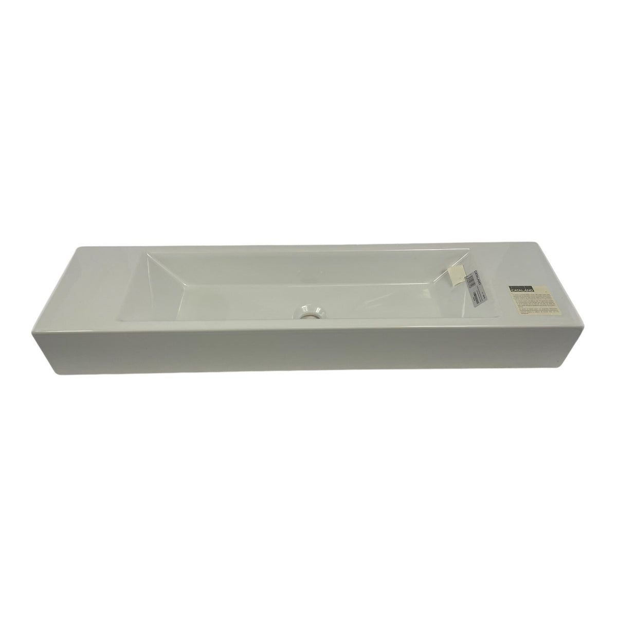 CATALANO Long Rectangular Ceramic Vessel Wall Mounted Bathroom Sink 39.5" x 10"