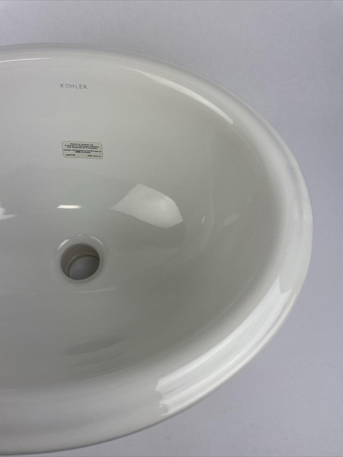Kohler Intaglio 17" Drop in Bathroom Sink no Overflow K 2292 White Discontinued