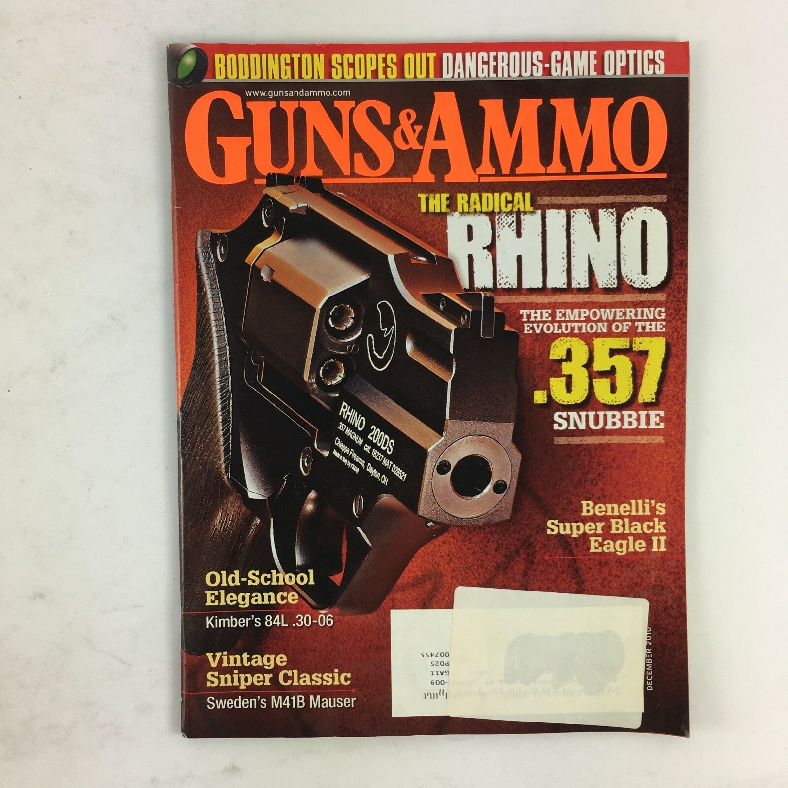 December 2010 Guns & Ammo Magazine Benelli's Super Black Eagle II Radical Rhino