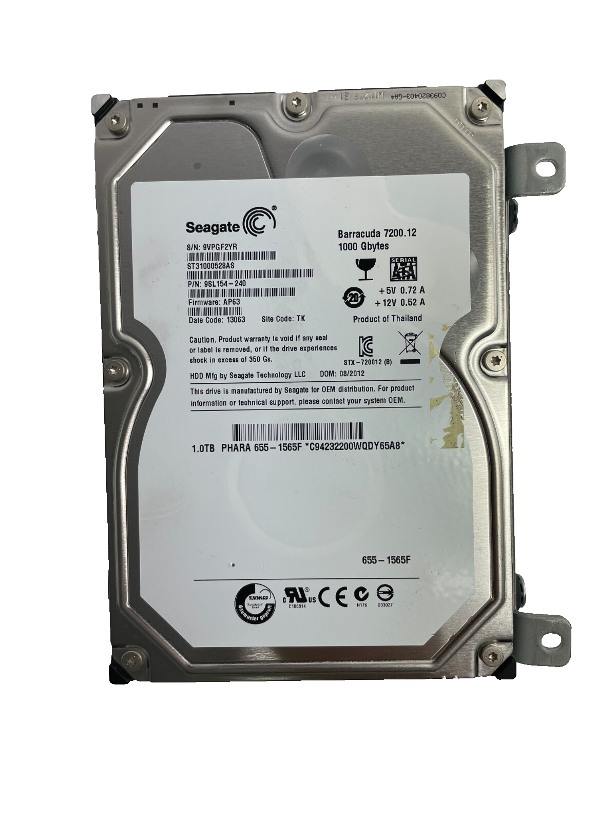 Seagate 1000 Gbytes ST31000528AS 1000 Gbytes 1TB Internal Hard Drive Cache 32MB