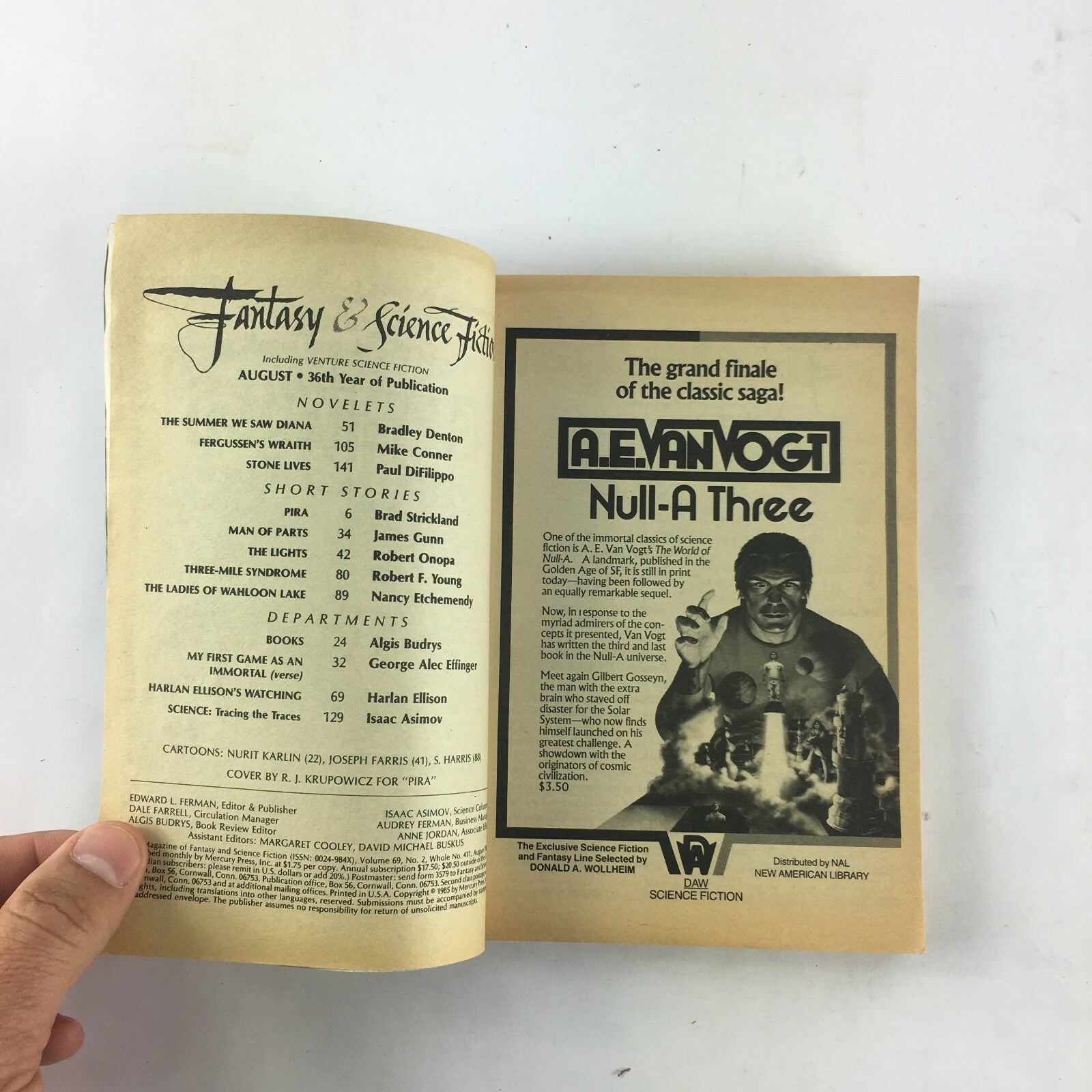 August Fantasy&Science Fiction Magazine Pira by Brad Strickland Robert F.Young