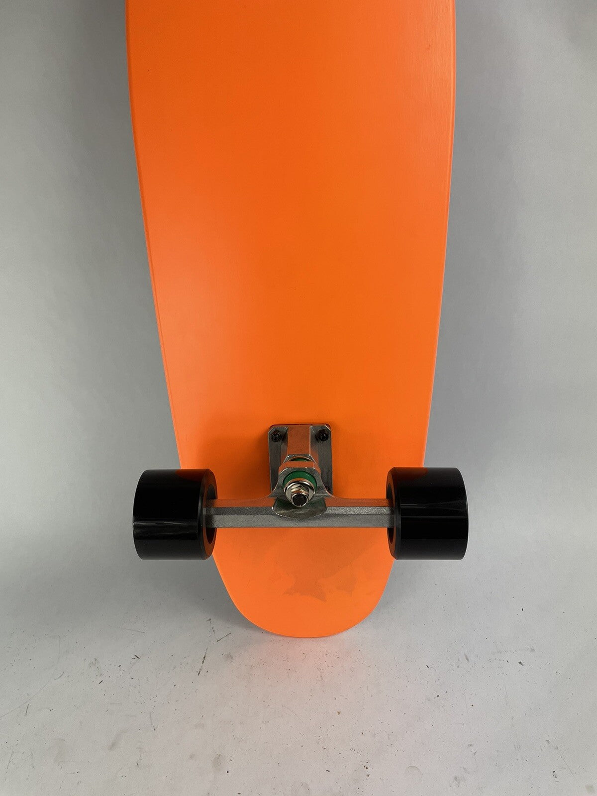 Orange Surf Fish Blank 10-inch complete skateboard with reverse kingpin trucks, 70mm wheels, and ABEC-7 bearings.