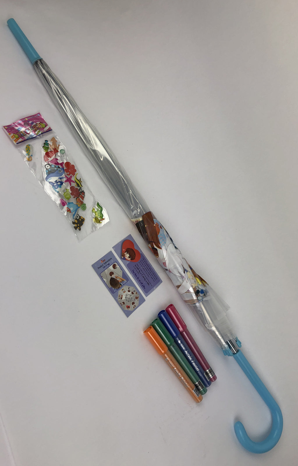 10 x Paint on Anime Japanimation Folding Umbrella Rain / shine Anime w Stickers