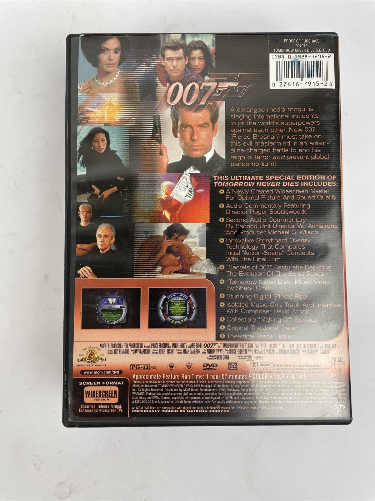 James Bond 007 Special Edition DVD Lot of 4 Moonraker Dr. No Tomorrow Never Dies