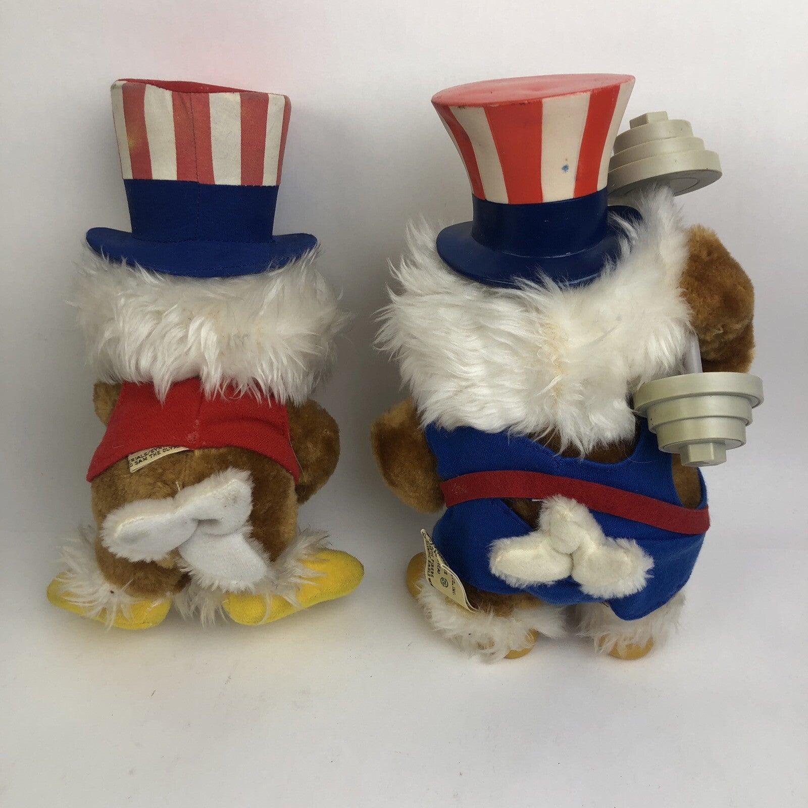 2 x SAM The Olympic Eagle Los Angeles Mascot 80/84 Plush #8330 Weightlifting +