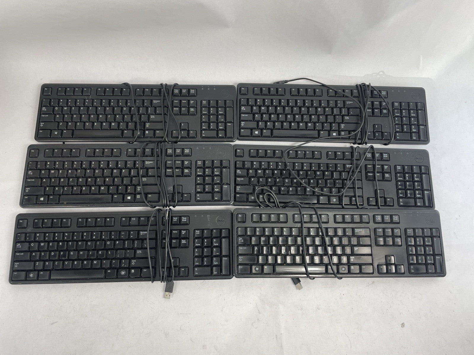 Lot of 6: Dell Ultra Slim USB Wired Slim Keyboards KB212-B