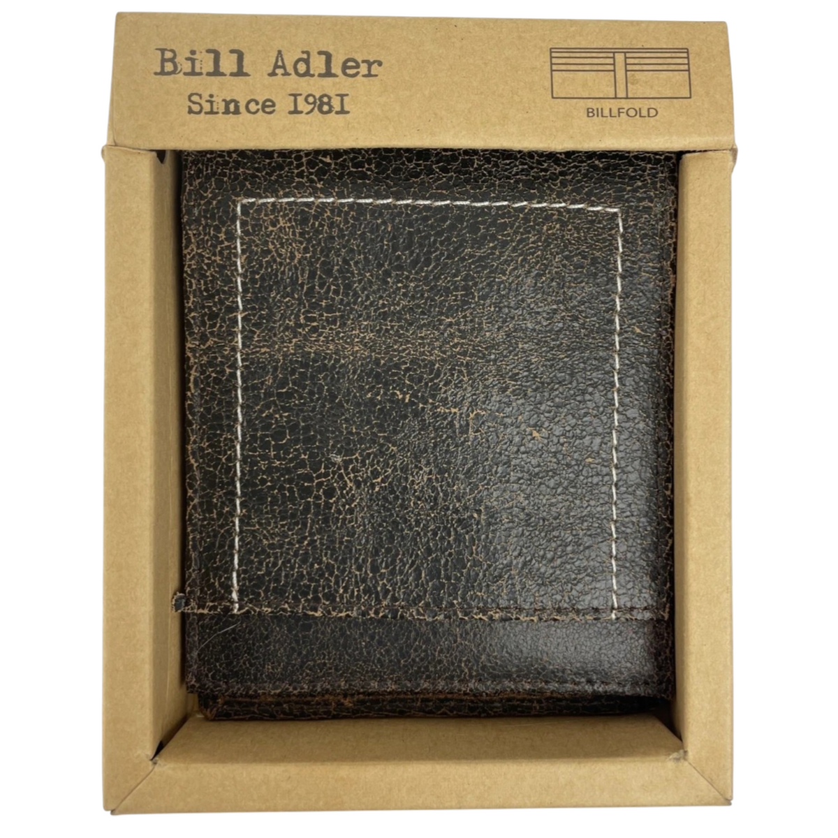 Bill Adler 1981 Brown Men's Bifold Leather Wallet Slim Billfold Wallet Handmade