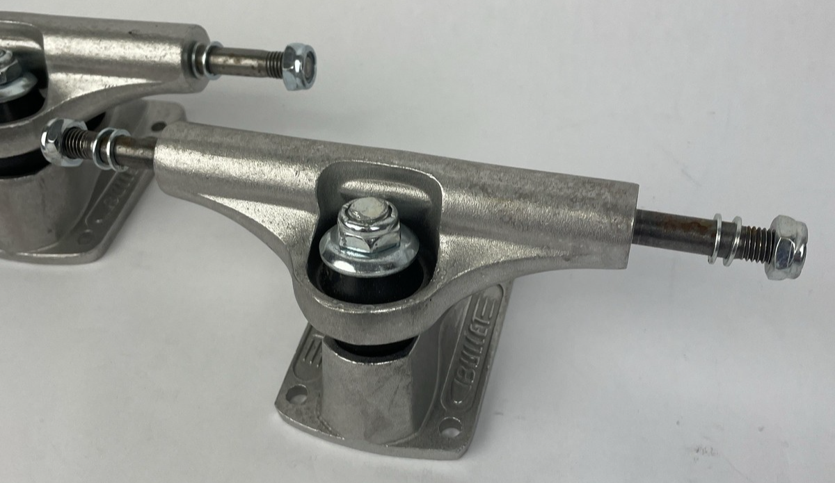 Bullet 120mm skateboard trucks with 7.2-inch axles for 7.0 to 7.5-inch decks by NHS.
