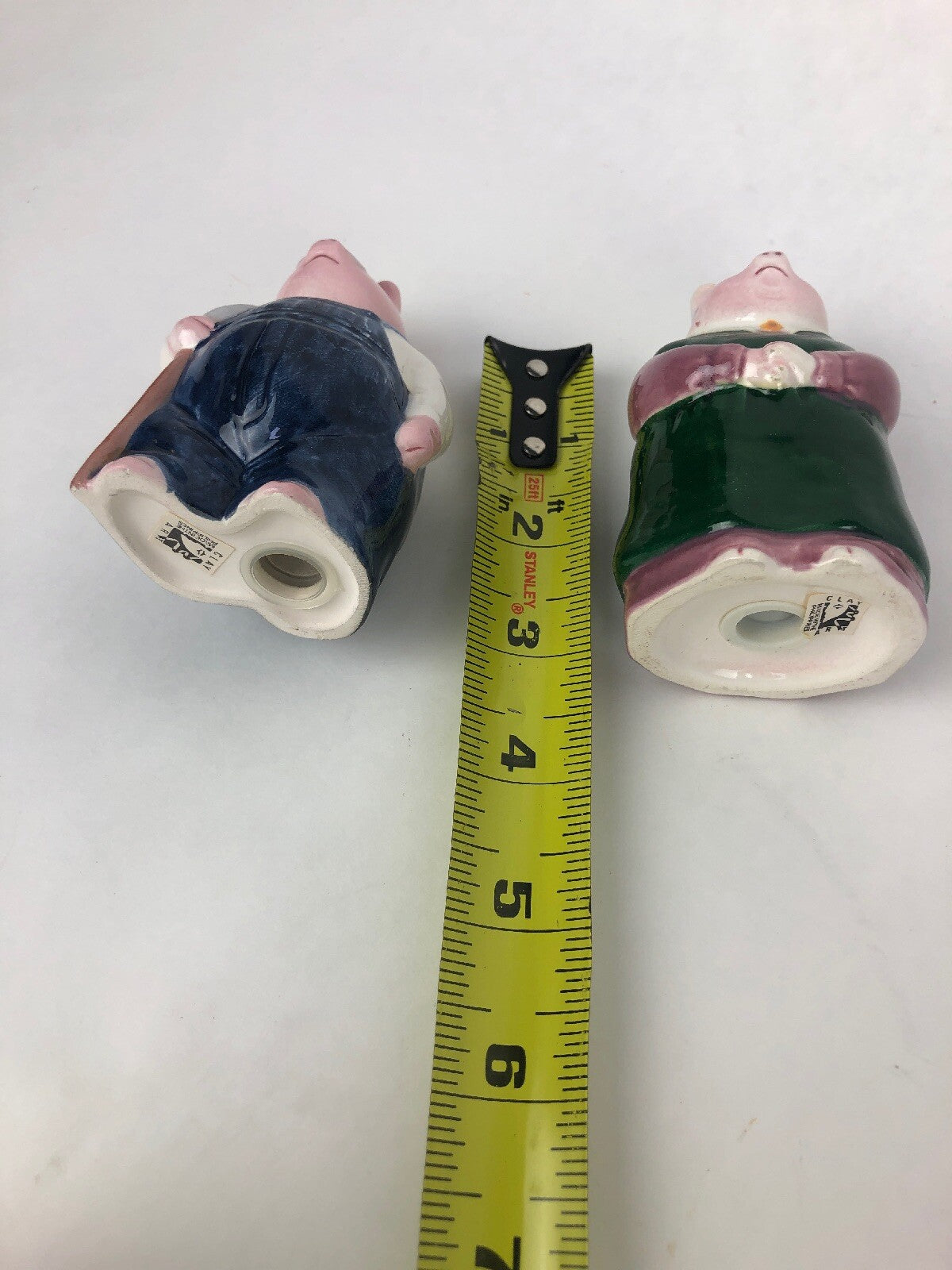 Vintage Farmer Salt and Pepper Shakers - Pigs Pig - American Gothic Portrait