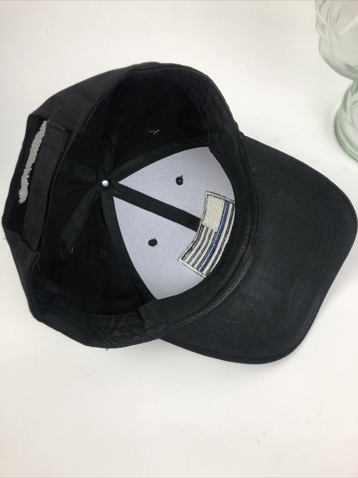 Thin Blue Line Police Hat American Flag Thin Blue Line Headwear Ball Cap, Black