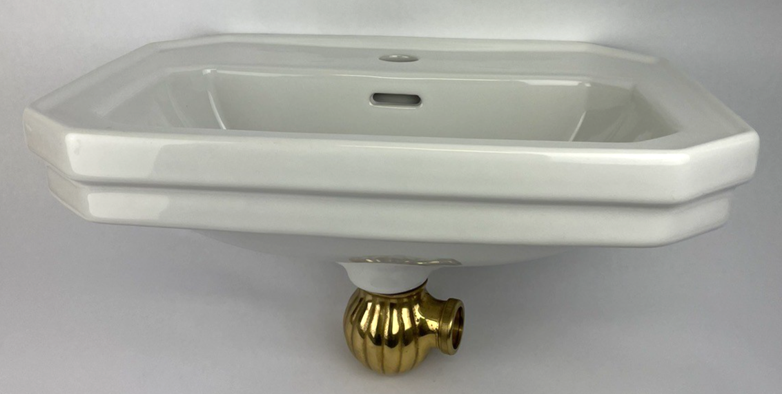 Duravit 785/50 Designer Wall Mount Bathroom Sink White w Gold/ Brass Drain Piece