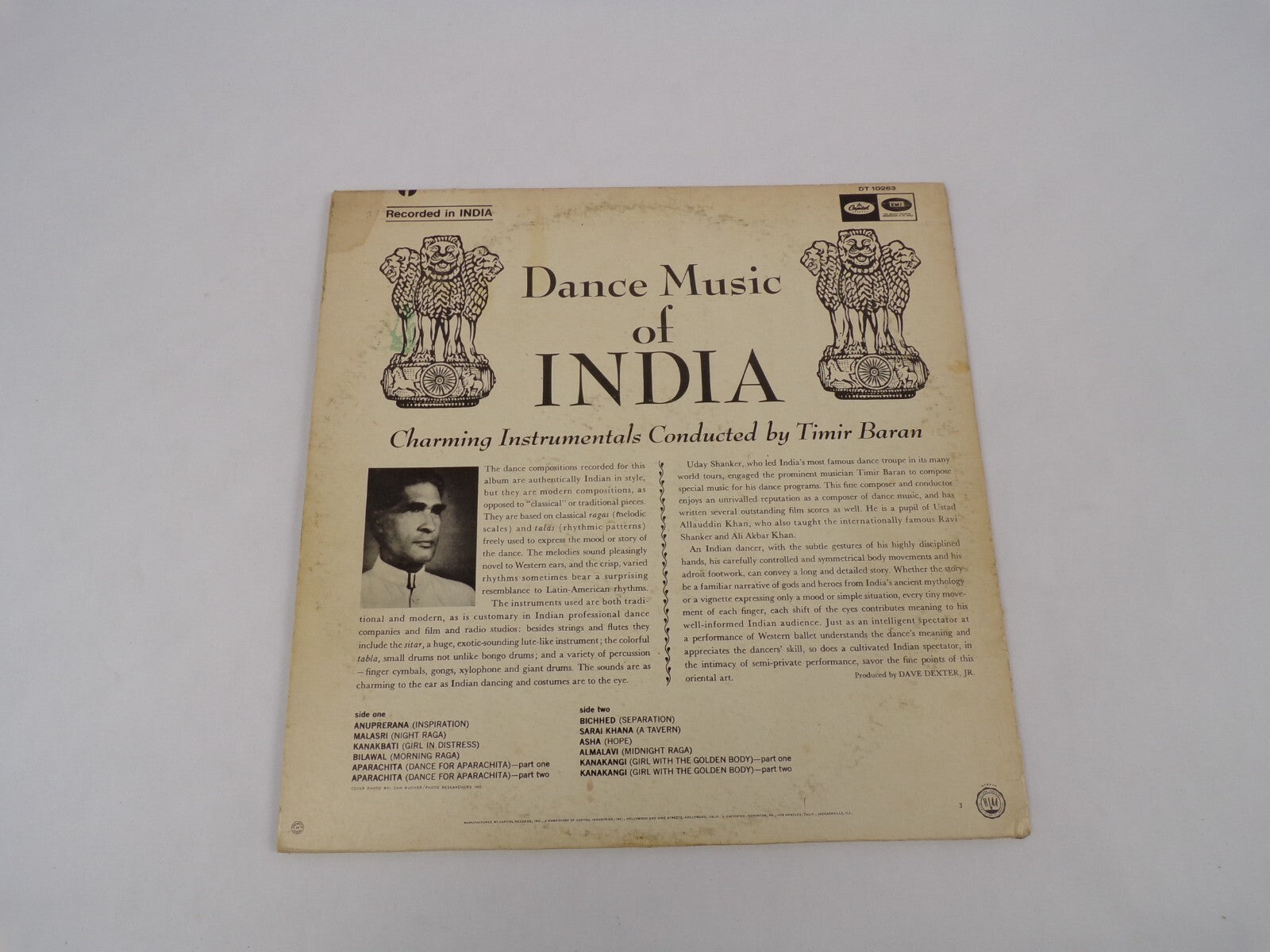 Dance Music Of India Charming Instrumentals By Timir Baran Vinyl Record