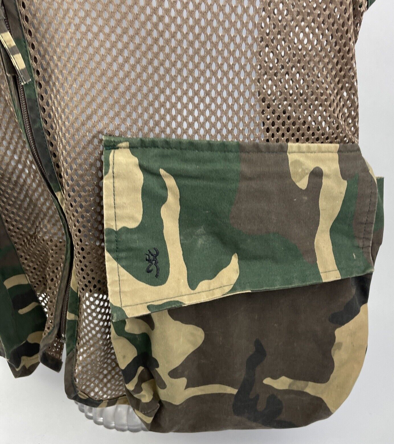 Browning Vest Mens Medium Brown Camo Duck Bird Hunting Game Pocket Full Zip