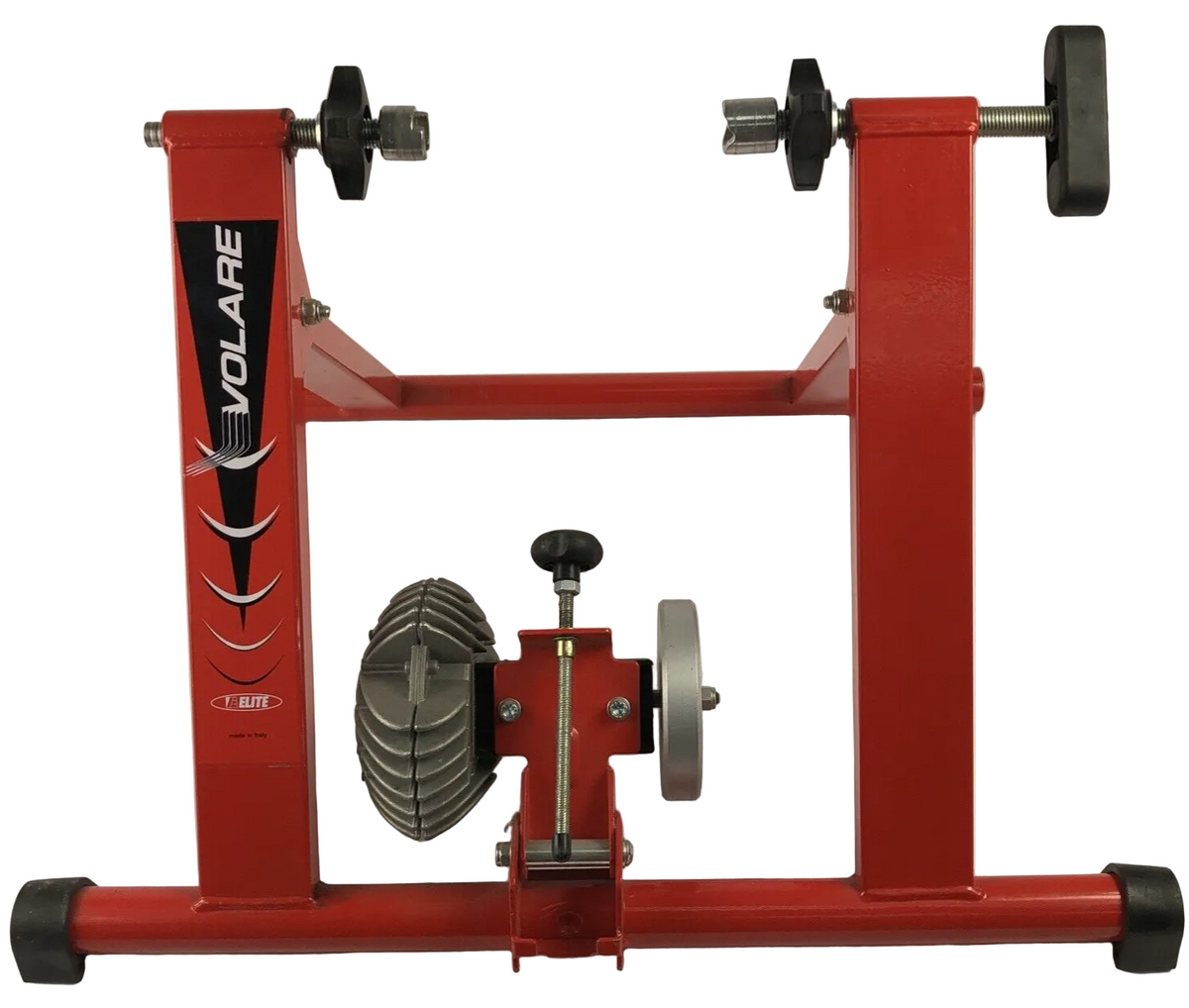 VOLARE Elite red indoor bicycle trainer made in Italy for road and hybrid bikes