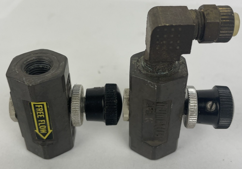 Lot of 2 x OEM NUMATICS 1FC1 FLOW CONTROL VALVE 1/8 FNPT X 1/8 FNPT V0972
