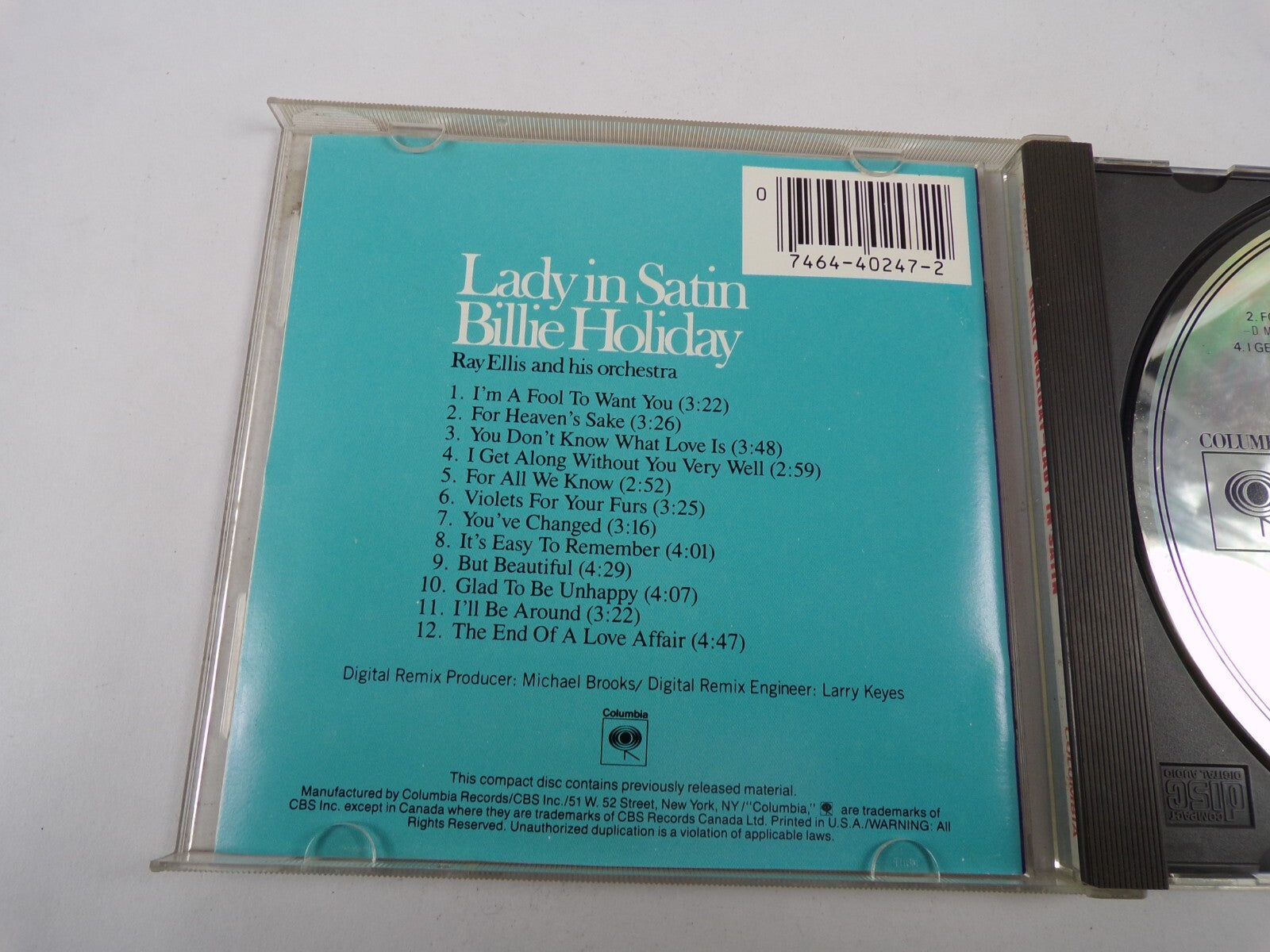 Billie Holiday Lady In Satin I'm A Fool To Want You For All We Know CD#1