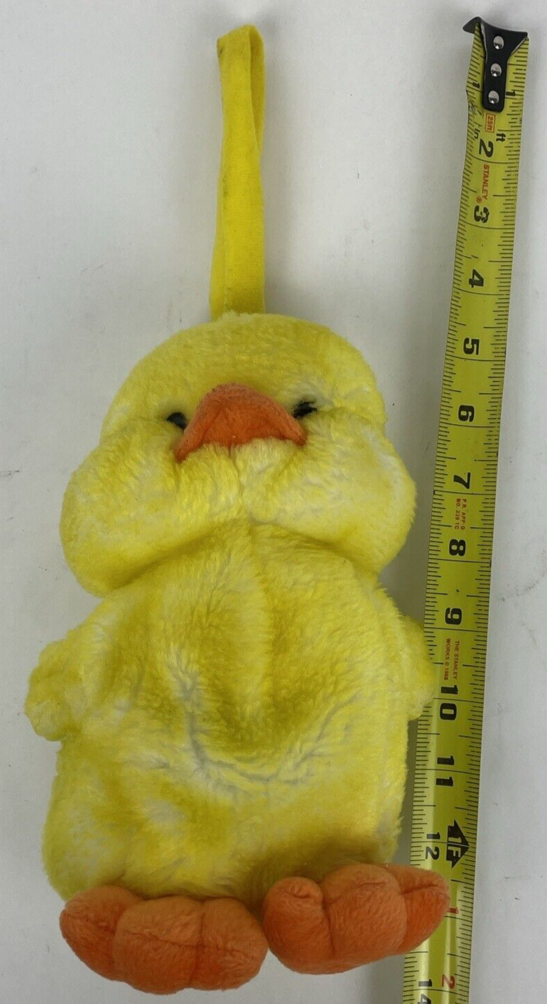 Rare Duck Duckling Plush Hand Purse Bag Pouch Vintage Blue Liner Zipper Close