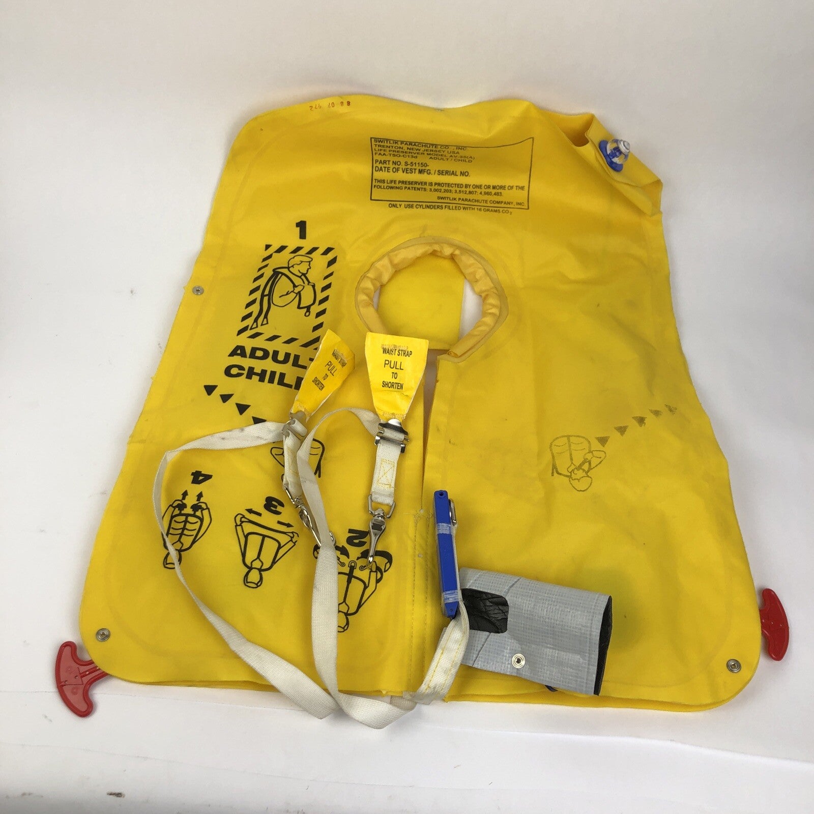 Life Preserver Switlik Parachute Co. Co2 or Self Inflatable Model AV-35A - LOOK