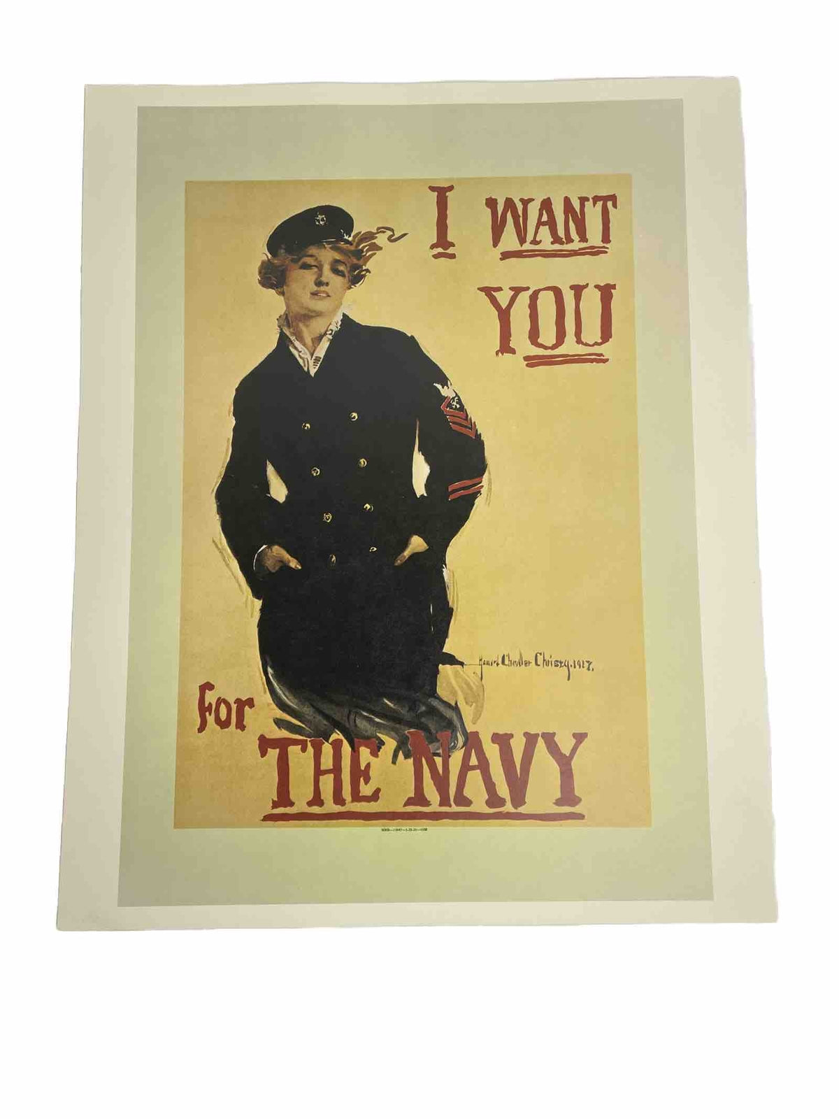 New Vintage 1973 I Want You For The Navy Poster WWI World War 1 20" x 16"