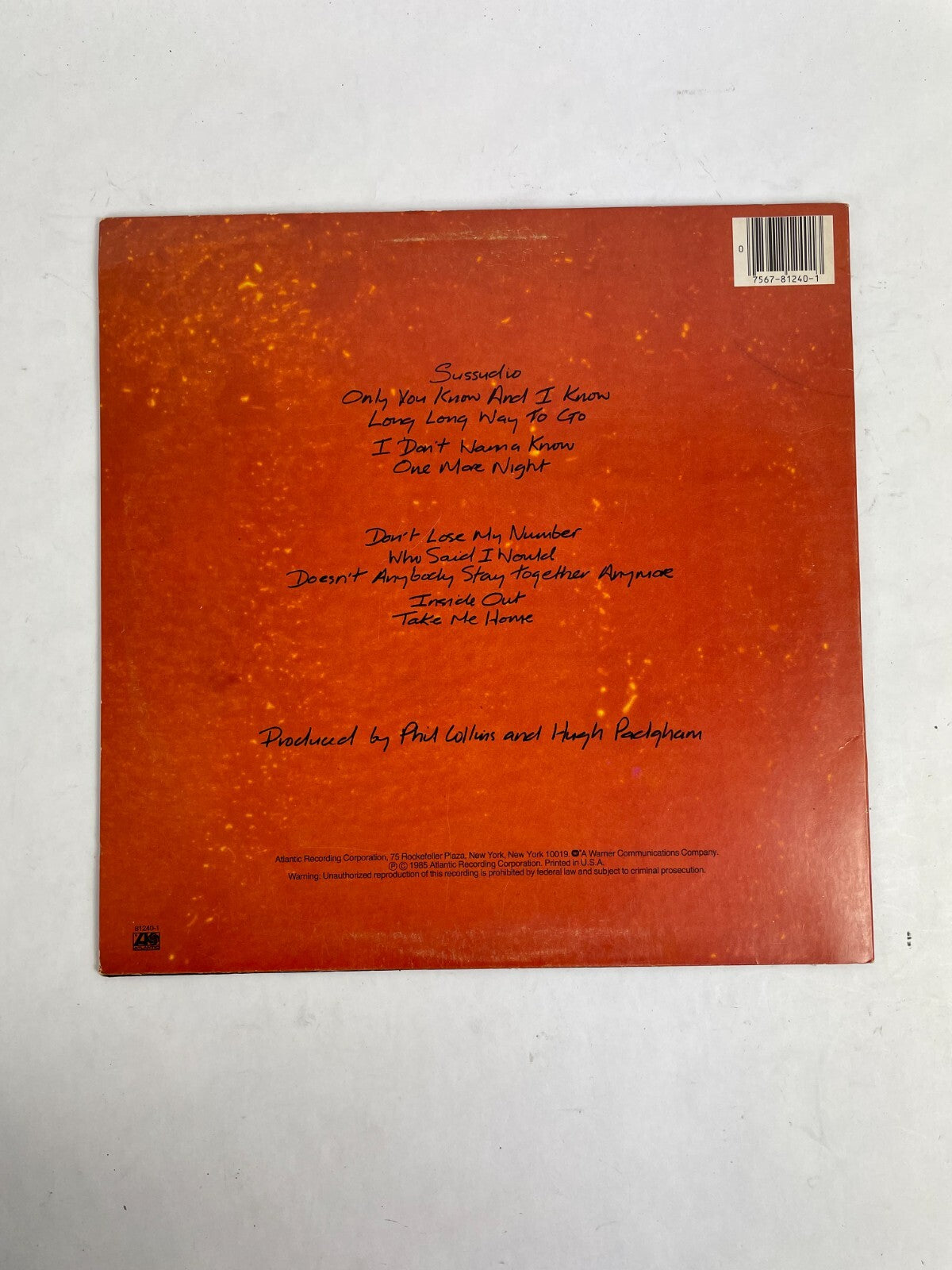 No Jacket Required Phil Collin Vinyl Record