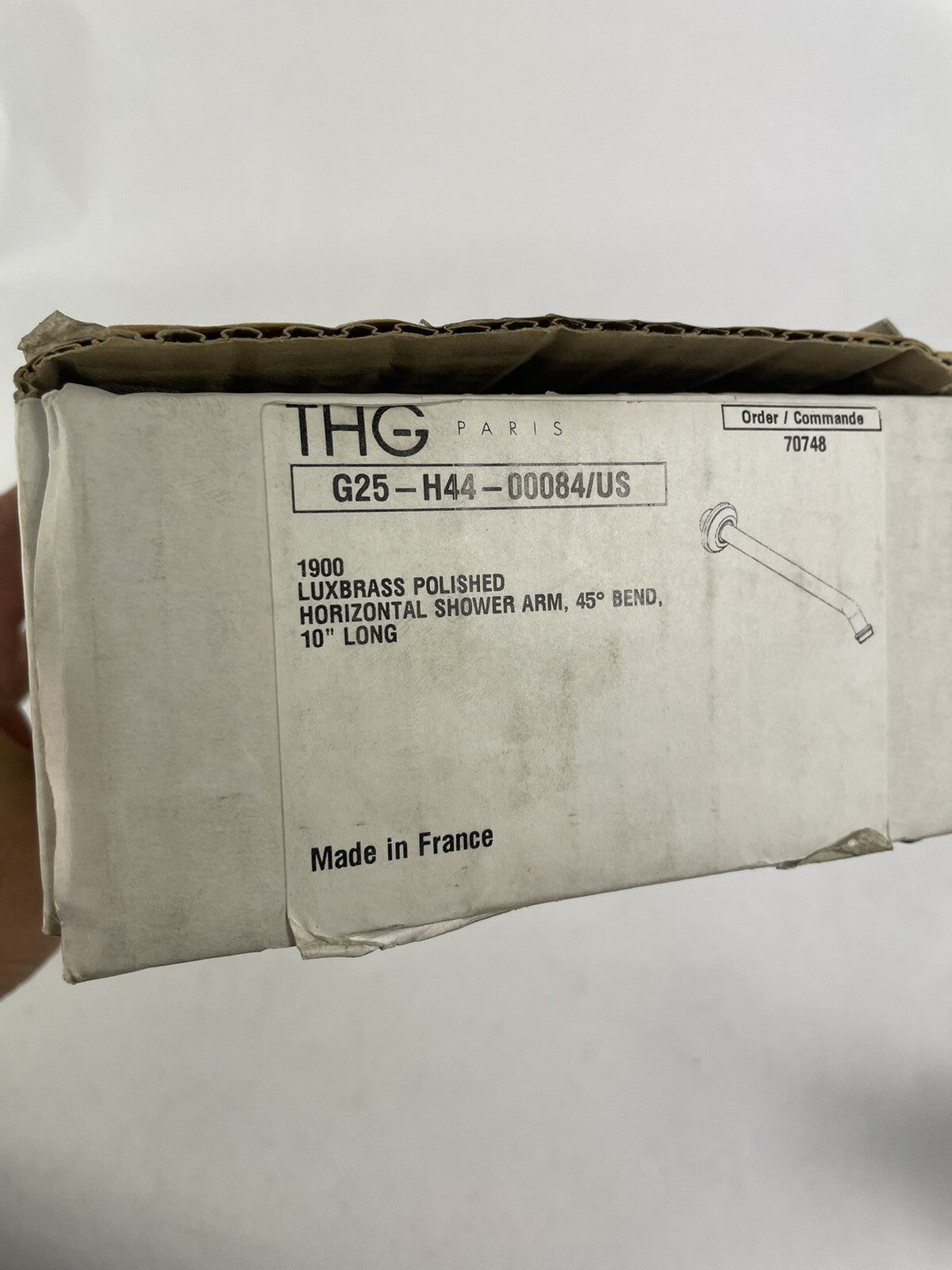 THG Paris Nickel Horizontal shower arm 45° lg: 10" Gold Polished