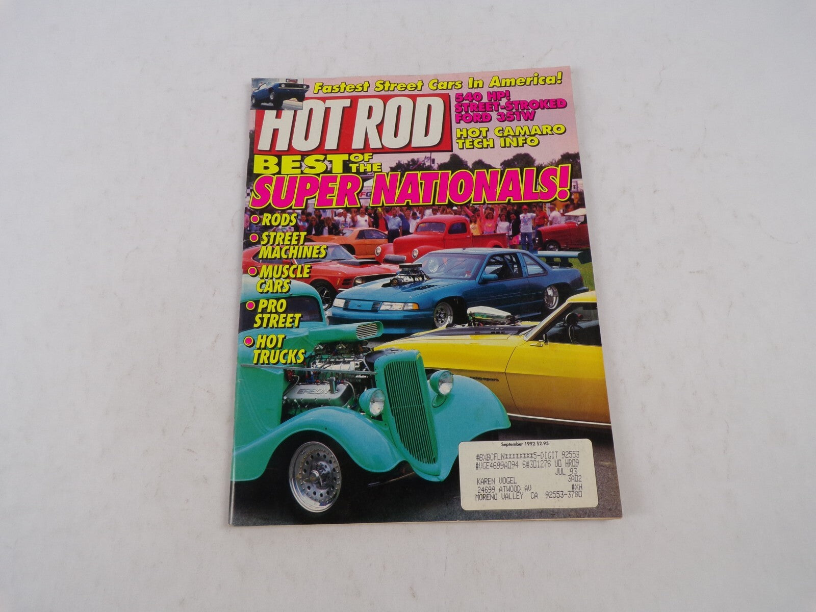 September 1992 Hot Rodding Magazine Fastest Street Cars In America! Best Super