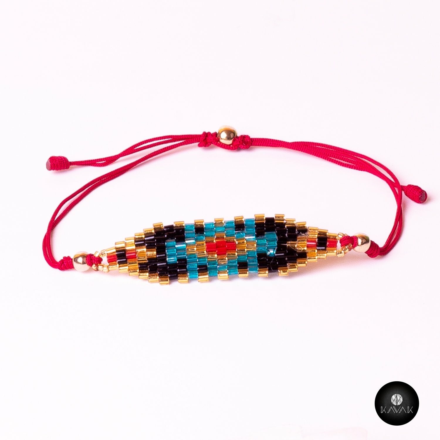 Kavak - Handmade Red Miyuki Abstract Adjustable Women's Bracelet