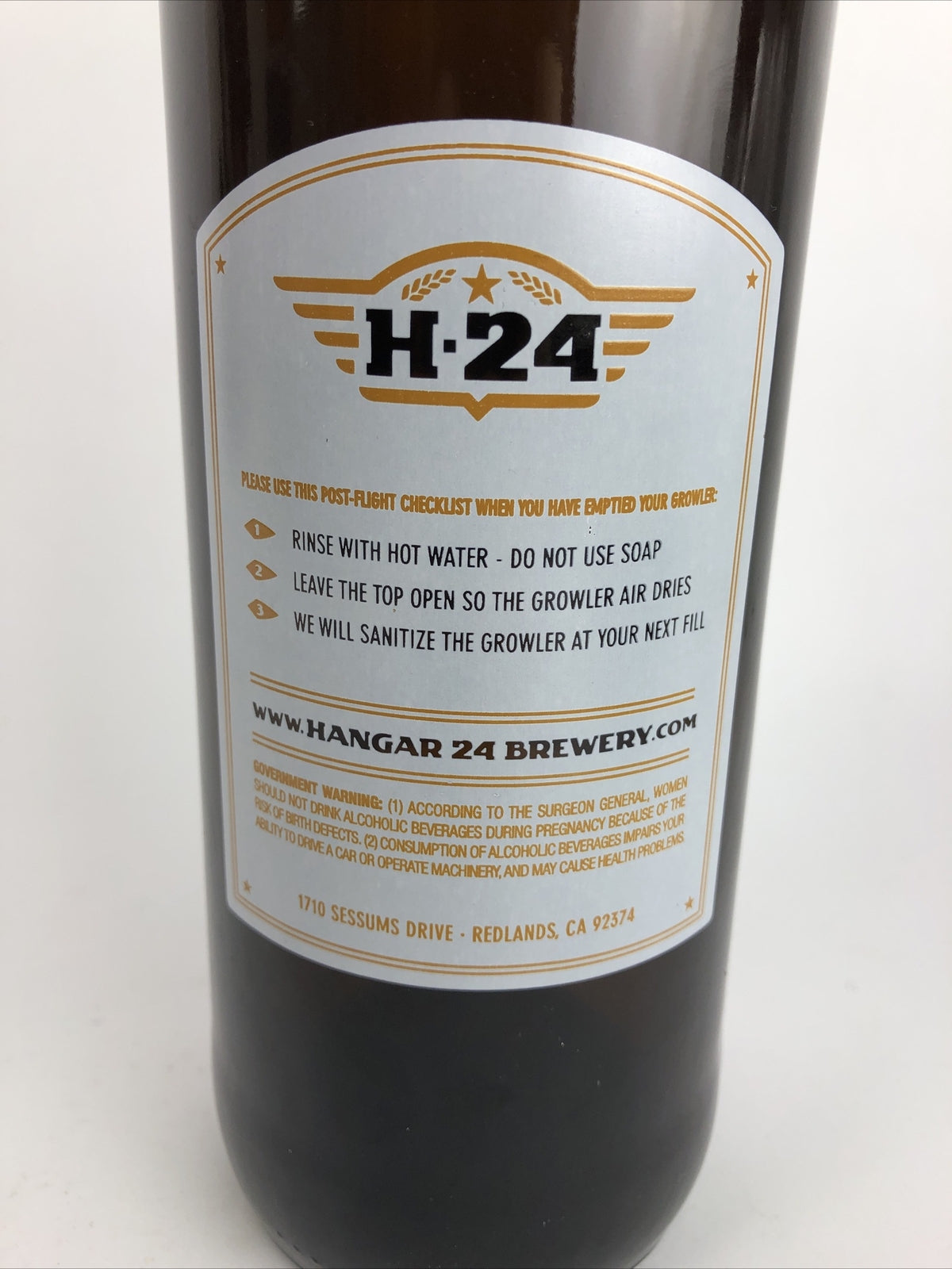 Hangar 24 Craft Brewery Pop Top 1 L Growler Beer Micro Brew Redlands California